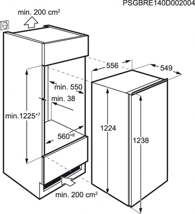 AEG - SKK812F1AC Inbouw koelkasten rond 122 cm