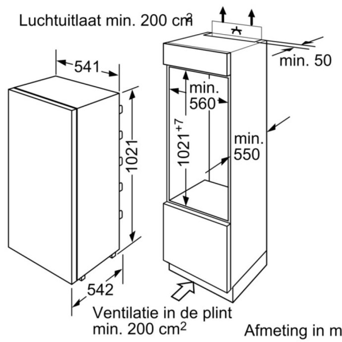 Bosch - KIR20NSF0 Inbouw koelkasten rond 102 cm