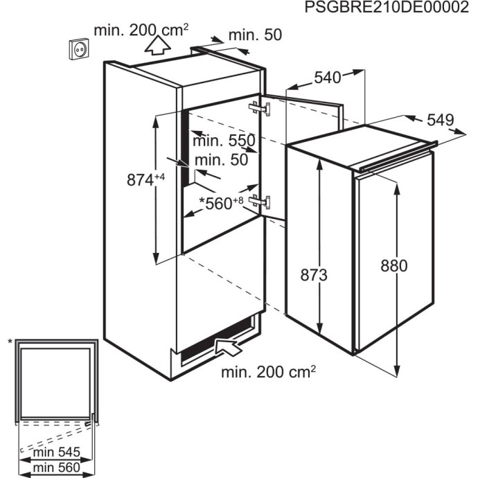 AEG - SKB588D1AS Inbouw koelkasten t/m 88 cm