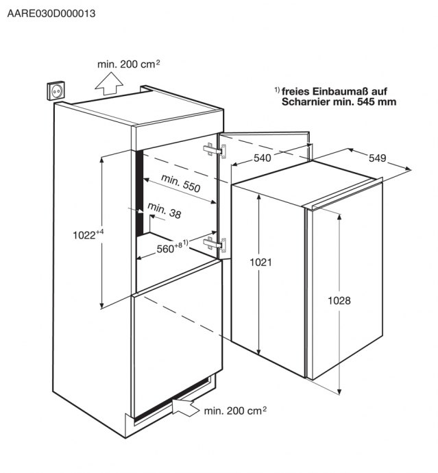 AEG - SFB41011AS Inbouw koelkasten rond 102 cm